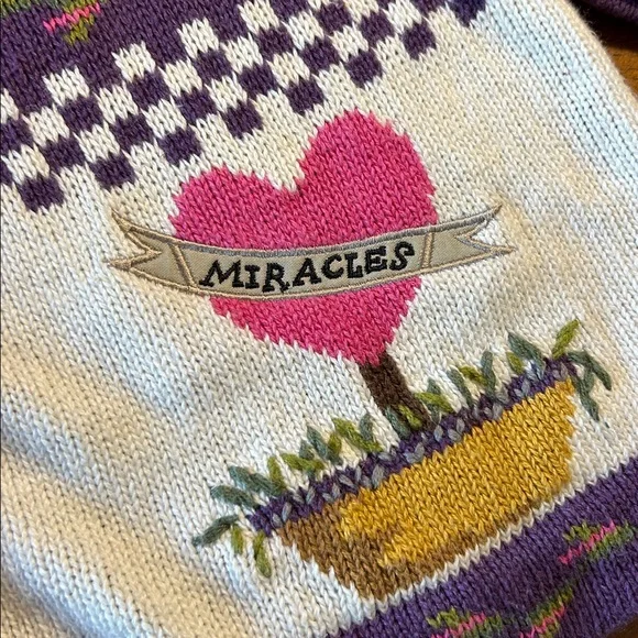 Vintage Quacker Factory Garden Angel Miracles Purple Cardigan Sweater - Picture 7 of 10